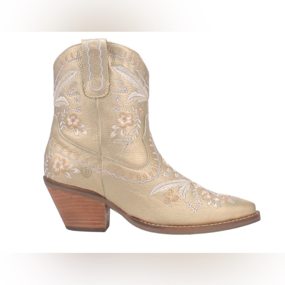 Dingo Women's gold embroidered Primrose Stacked Heel Cowboy‎ Boots size 10 new - Picture 5 of 8
